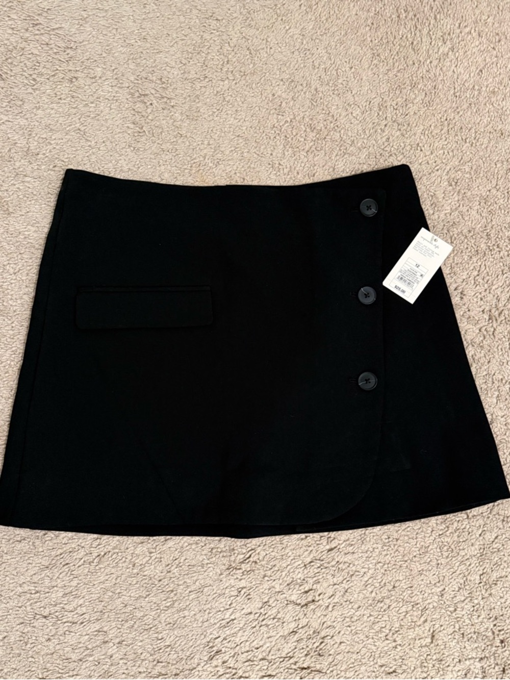 a new day Black Mini Skirt with Button Detail
